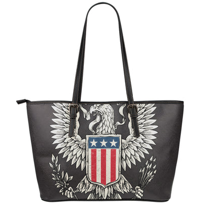 Patriotic USA Eagle Print Leather Tote Bag