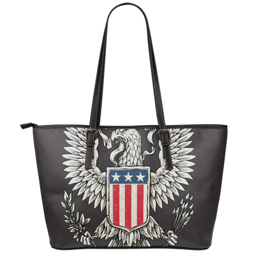 Patriotic USA Eagle Print Leather Tote Bag