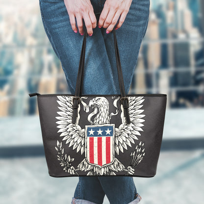 Patriotic USA Eagle Print Leather Tote Bag