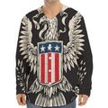 Patriotic USA Eagle Print Long Sleeve Baseball Jersey