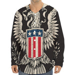 Patriotic USA Eagle Print Long Sleeve Baseball Jersey
