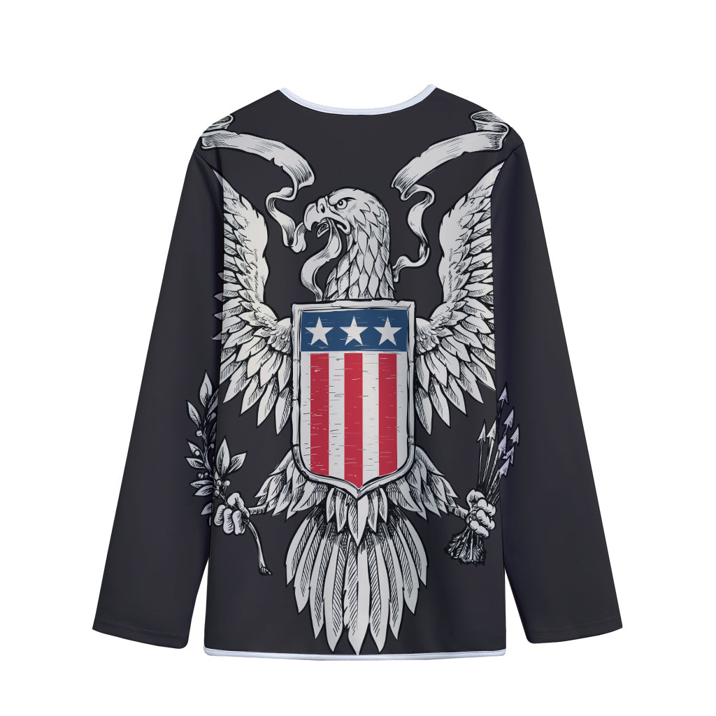 Patriotic USA Eagle Print Long Sleeve Short Coat