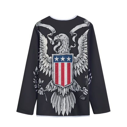 Patriotic USA Eagle Print Long Sleeve Short Coat