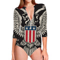 Patriotic USA Eagle Print Long Sleeve Swimsuit