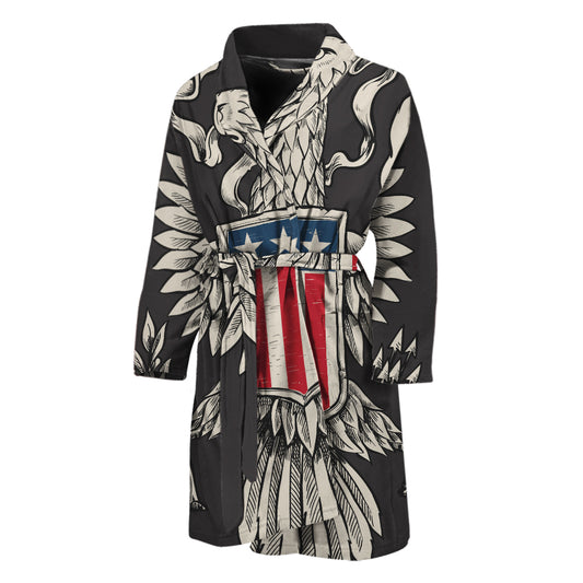 Patriotic USA Eagle Print Men's Bathrobe