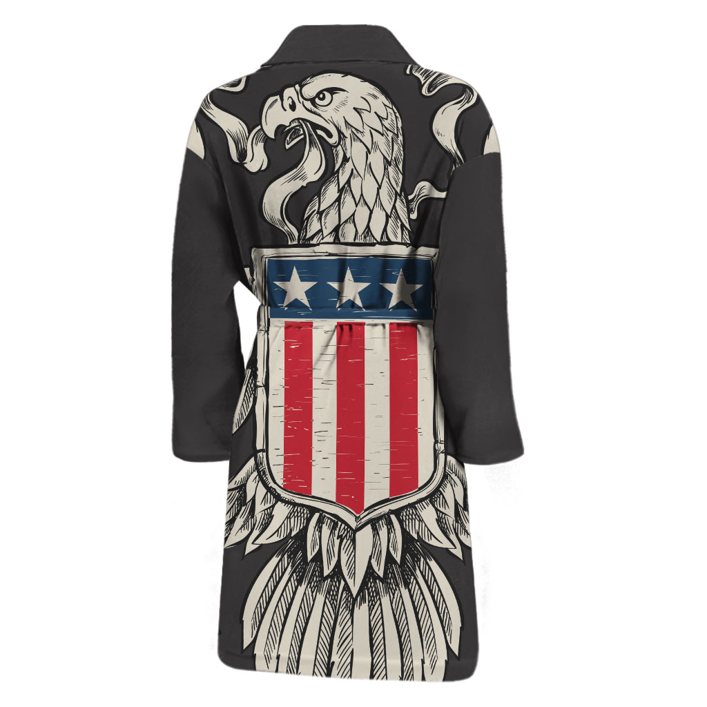 Patriotic USA Eagle Print Men's Bathrobe
