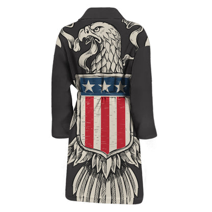 Patriotic USA Eagle Print Men's Bathrobe