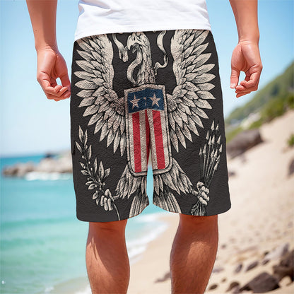 Patriotic USA Eagle Print Men's Cargo Shorts