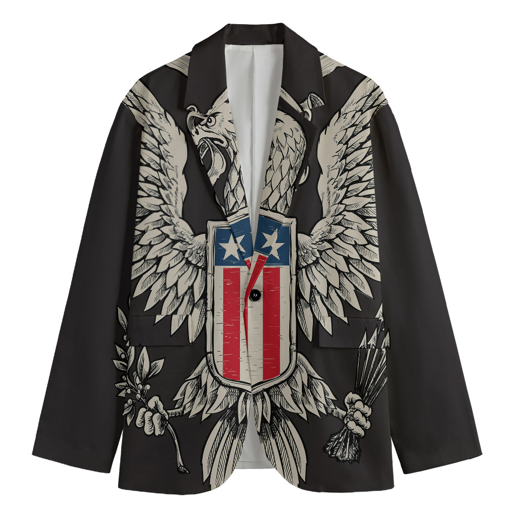Patriotic USA Eagle Print Men's Cotton Blazer