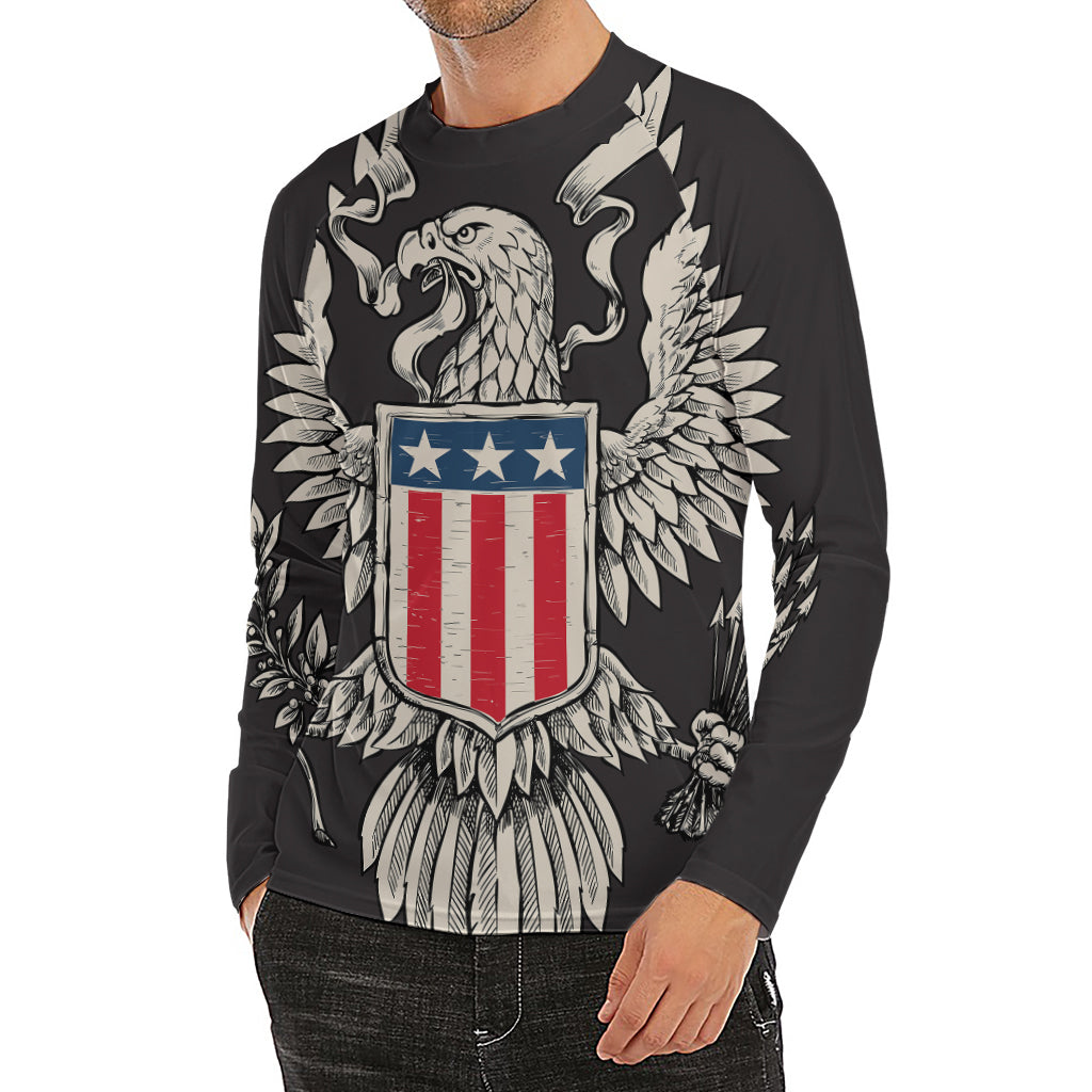 Patriotic USA Eagle Print Men's Long Sleeve Rash Guard