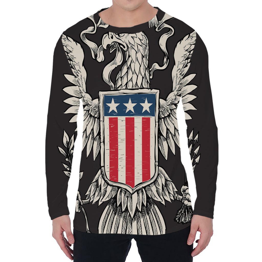 Patriotic USA Eagle Print Men's Long Sleeve T-Shirt