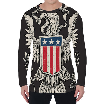 Patriotic USA Eagle Print Men's Long Sleeve T-Shirt