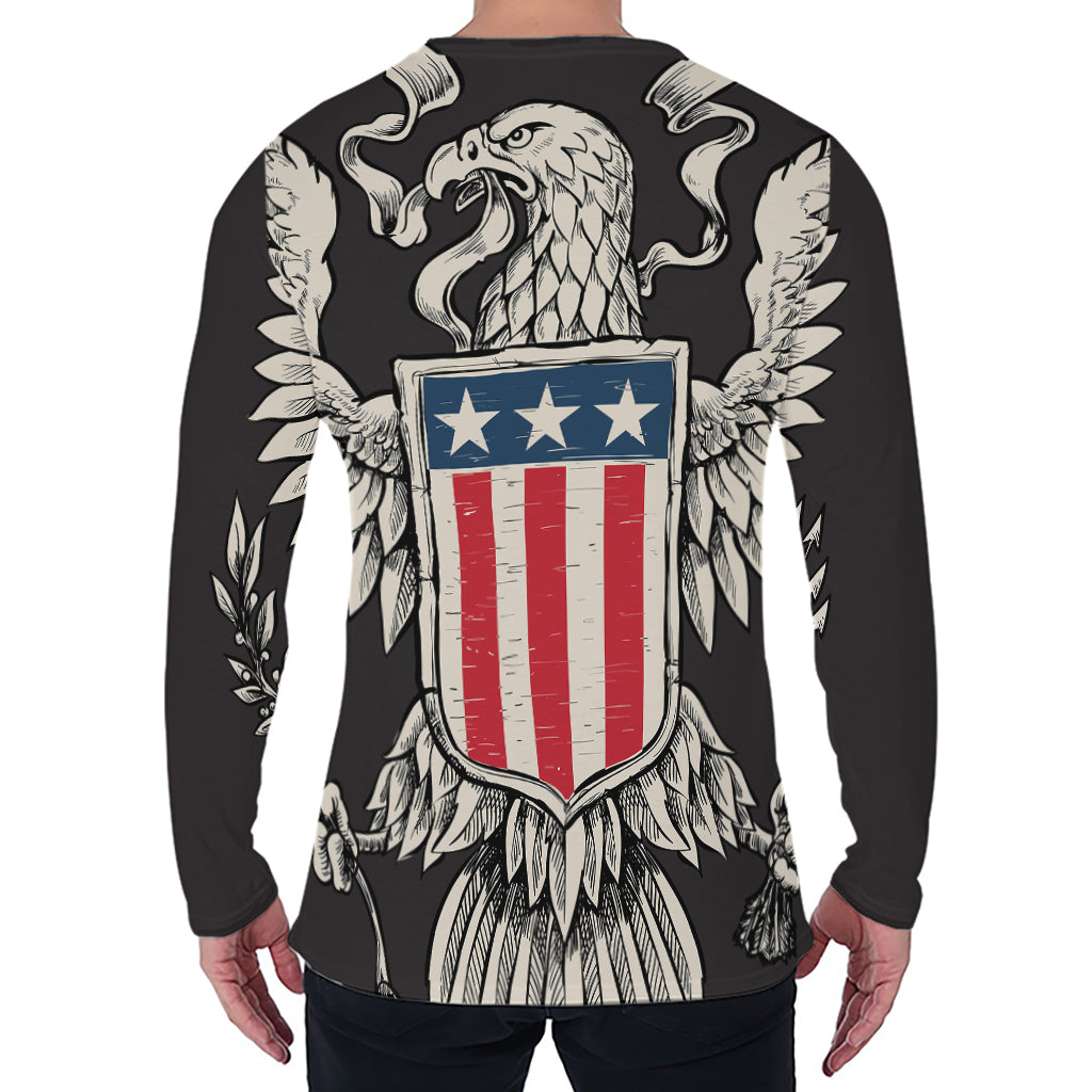 Patriotic USA Eagle Print Men's Long Sleeve T-Shirt