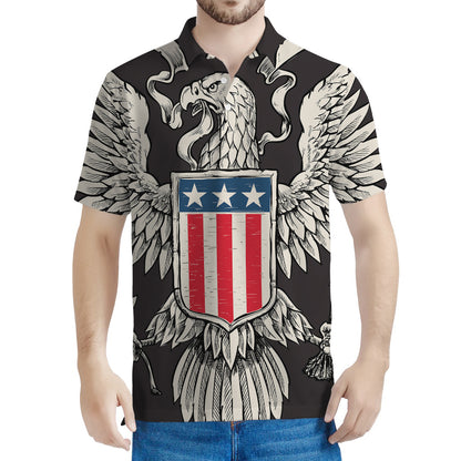 Patriotic USA Eagle Print Men's Polo Shirt