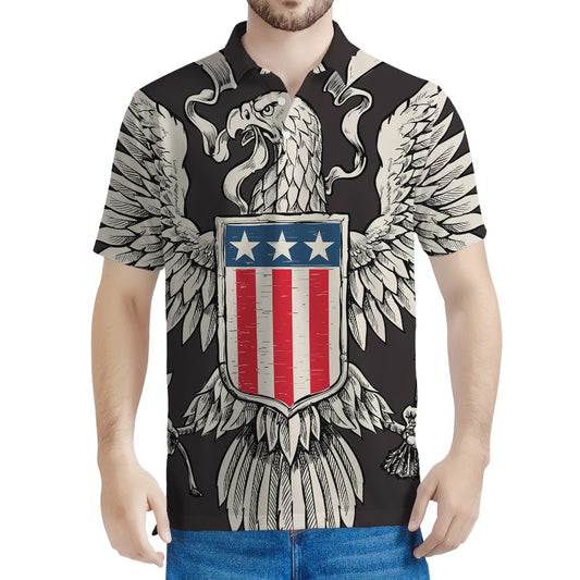 Patriotic USA Eagle Print Men's Polo Shirt