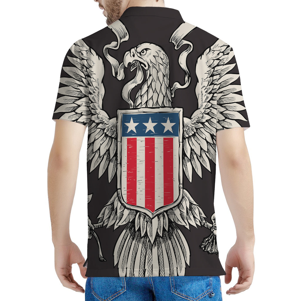 Patriotic USA Eagle Print Men's Polo Shirt