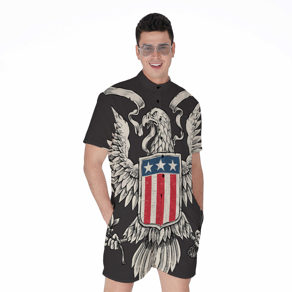 Patriotic USA Eagle Print Men's Rompers