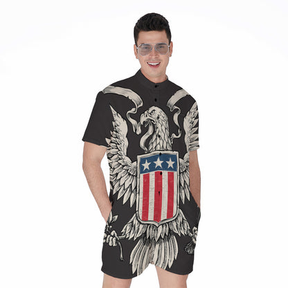 Patriotic USA Eagle Print Men's Rompers