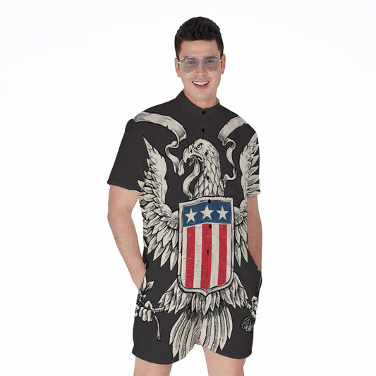 Patriotic USA Eagle Print Men's Rompers