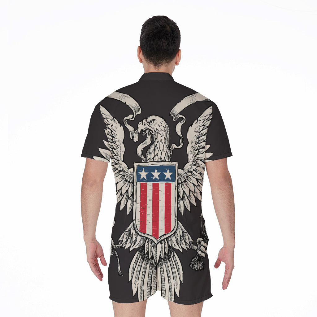 Patriotic USA Eagle Print Men's Rompers