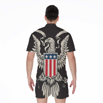 Patriotic USA Eagle Print Men's Rompers