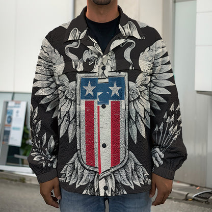 Patriotic USA Eagle Print Men's Shirt Jacket