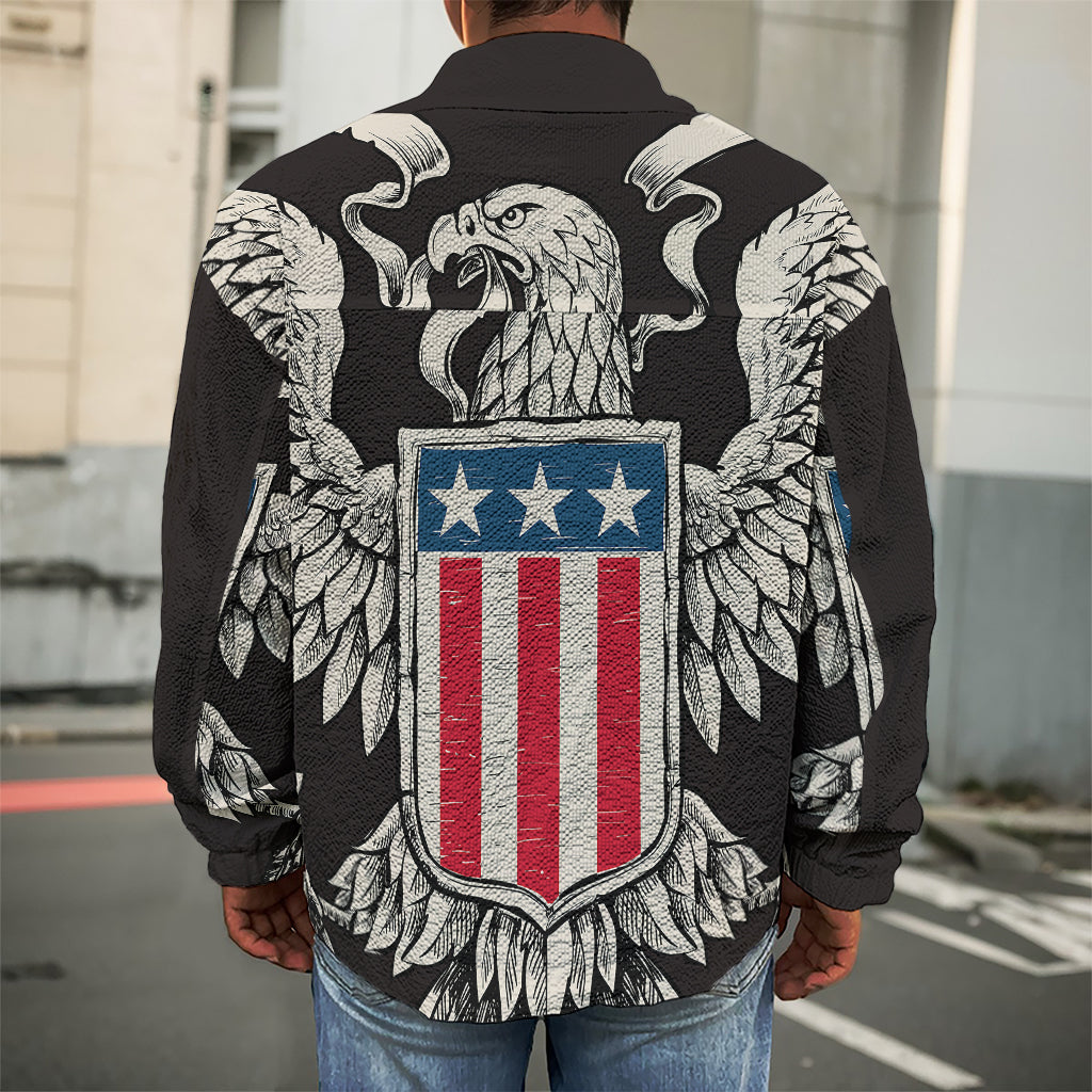 Patriotic USA Eagle Print Men's Shirt Jacket
