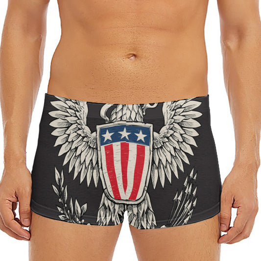 Patriotic USA Eagle Print Men's Short Boxer Briefs