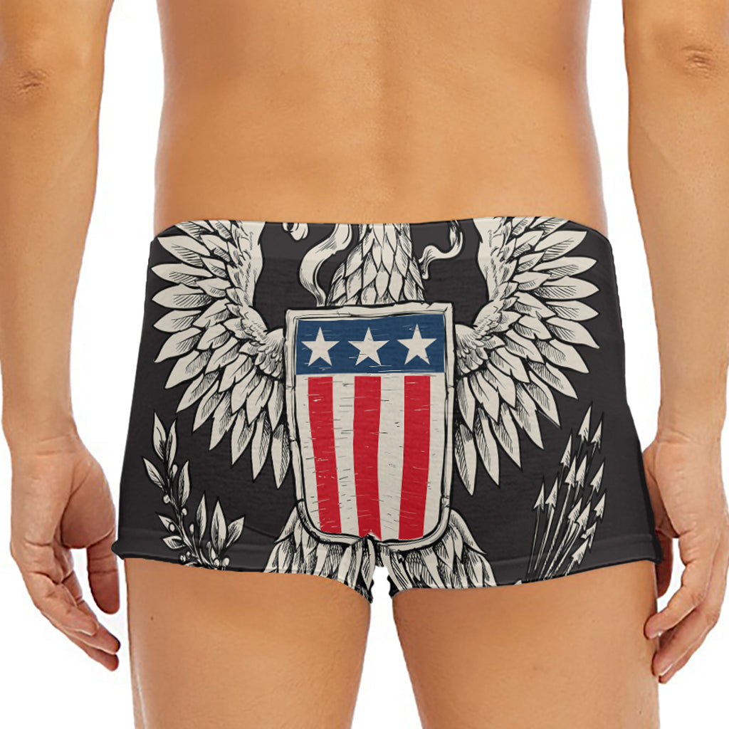 Patriotic USA Eagle Print Men's Short Boxer Briefs