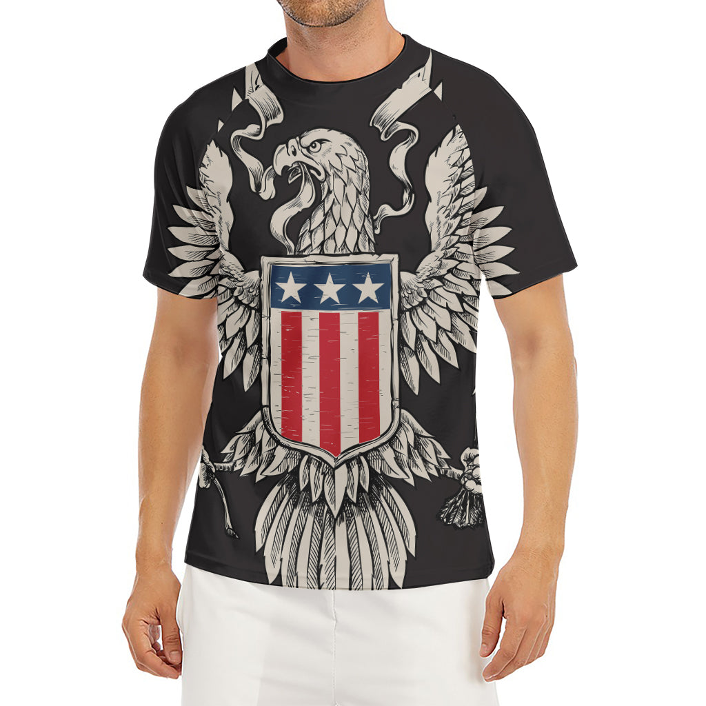 Patriotic USA Eagle Print Men's Short Sleeve Rash Guard