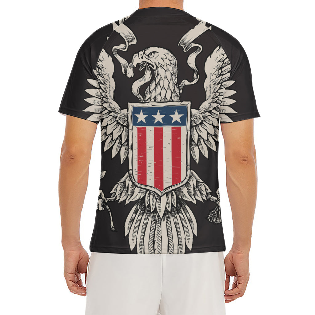 Patriotic USA Eagle Print Men's Short Sleeve Rash Guard