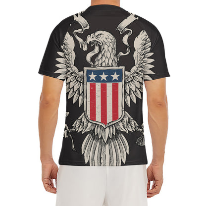 Patriotic USA Eagle Print Men's Short Sleeve Rash Guard