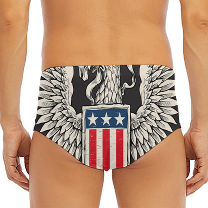 Patriotic USA Eagle Print Men's Triangle Swim Briefs
