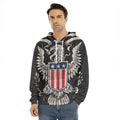 Patriotic USA Eagle Print Men's Velvet Pullover Hoodie