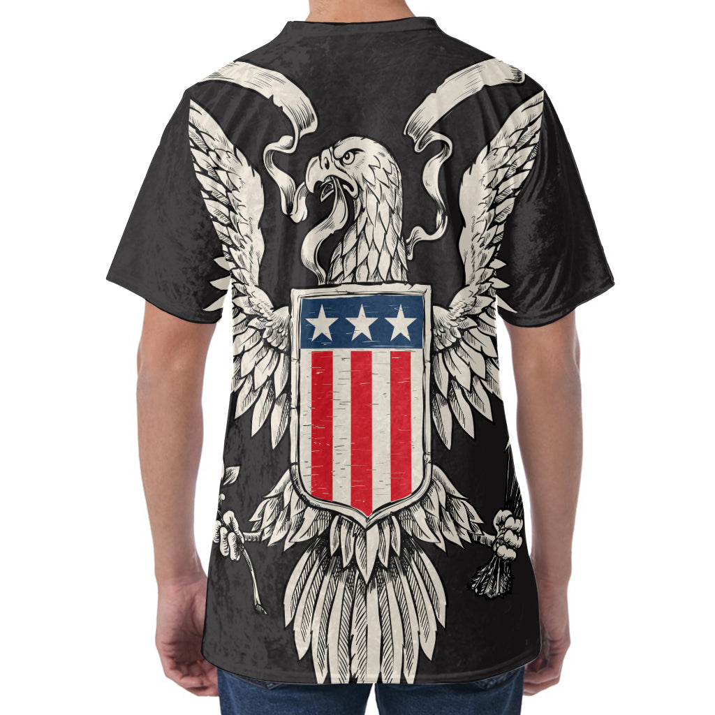 Patriotic USA Eagle Print Men's Velvet T-Shirt