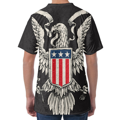 Patriotic USA Eagle Print Men's Velvet T-Shirt