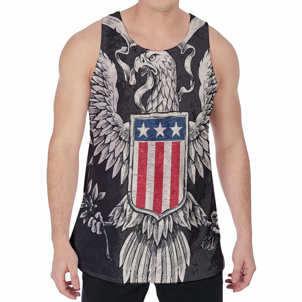 Patriotic USA Eagle Print Men's Velvet Tank Top