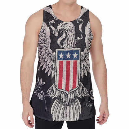 Patriotic USA Eagle Print Men's Velvet Tank Top