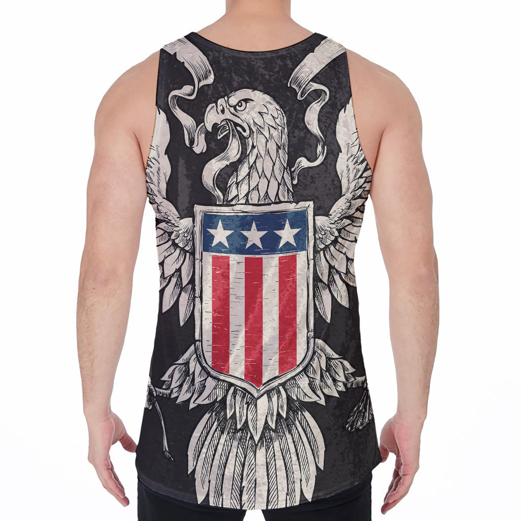 Patriotic USA Eagle Print Men's Velvet Tank Top