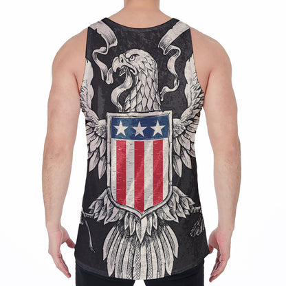 Patriotic USA Eagle Print Men's Velvet Tank Top