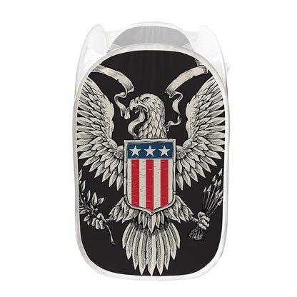 Patriotic USA Eagle Print Mesh Laundry Hamper