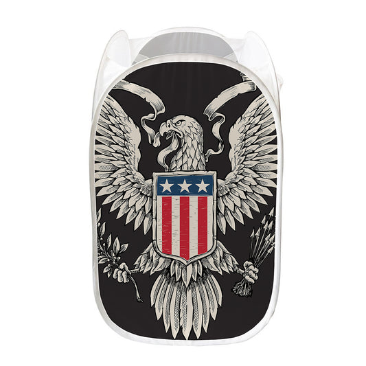 Patriotic USA Eagle Print Mesh Laundry Hamper