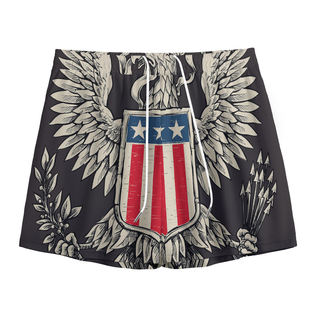 Patriotic USA Eagle Print Mesh Shorts