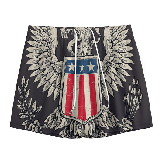 Patriotic USA Eagle Print Mesh Shorts