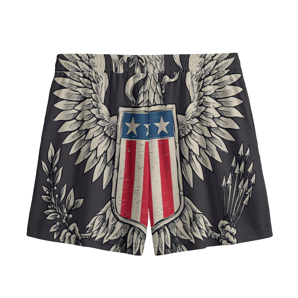 Patriotic USA Eagle Print Mesh Shorts