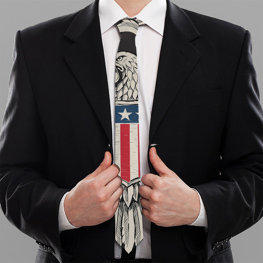 Patriotic USA Eagle Print Necktie