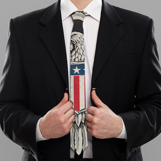 Patriotic USA Eagle Print Necktie