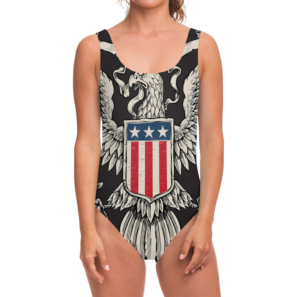 Patriotic USA Eagle Print One Piece Swimsuit