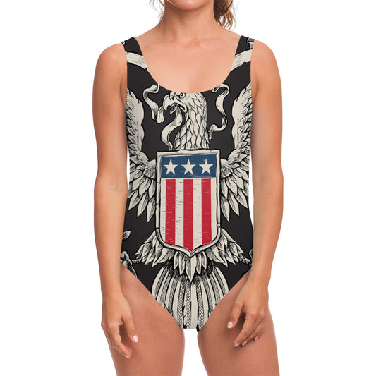 Patriotic USA Eagle Print One Piece Swimsuit