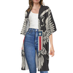 Patriotic USA Eagle Print Open Front Beach Cover Up